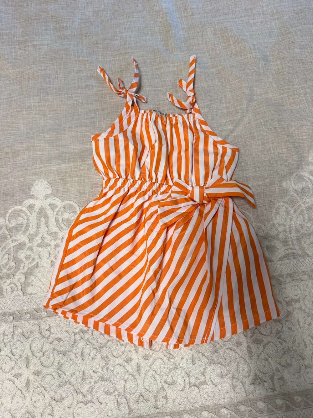 Habitual Orange and White Striped Girls One-Piece Romper